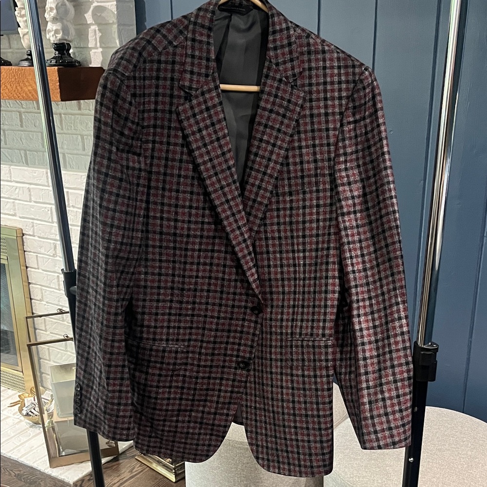 Men's Checkered Blazer - Black and Red